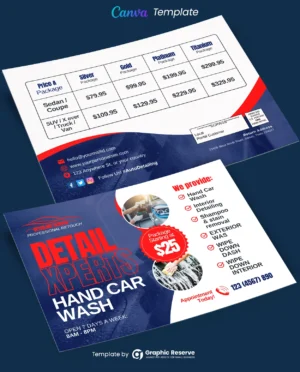 Auto Detailing Service Price Table EDDM (Canva Template)