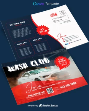 Car Wash Direct Mail EDDM Postcard Template - Editable in Canva