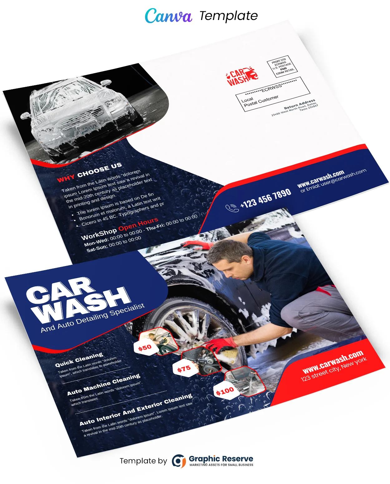 Car Wash EDDM Mailer Canva Template – Editable & Ready for Print 1 Car Wash EDDM Mailer Canva Template – Editable & Ready for Print