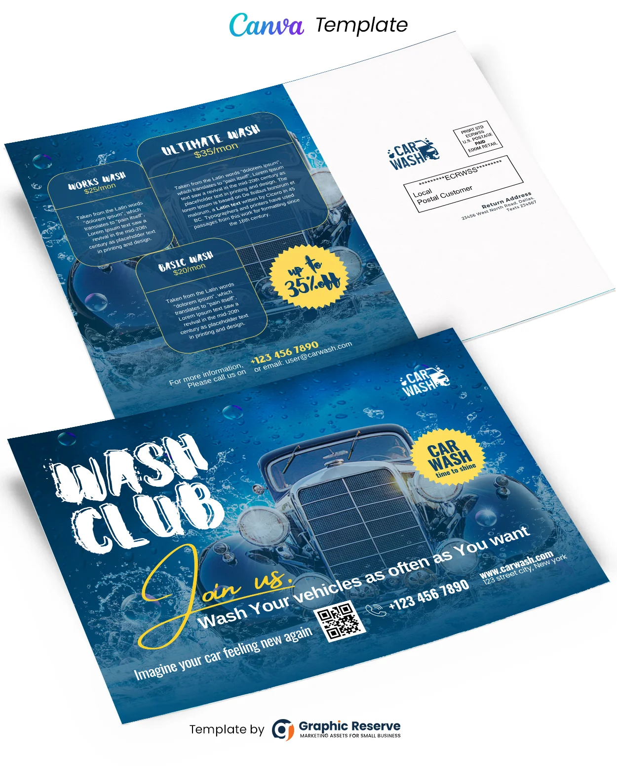 Car Wash EDDM Mailer Template – Fully Editable Canva Design 1 Car Wash EDDM Mailer Template – Fully Editable Canva Design