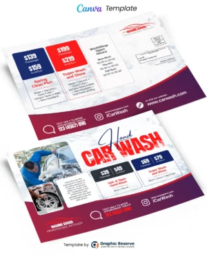 Car Wash Pricing Direct Mail EDDM Postcard Template - Easy to Edit