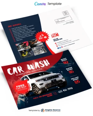 Car Wash Pricing EDDM Postcard Template - Editable in Canva