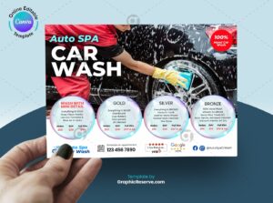 Car Wash and Detailing Direct Mail EDDM Postcard (Canva Template)
