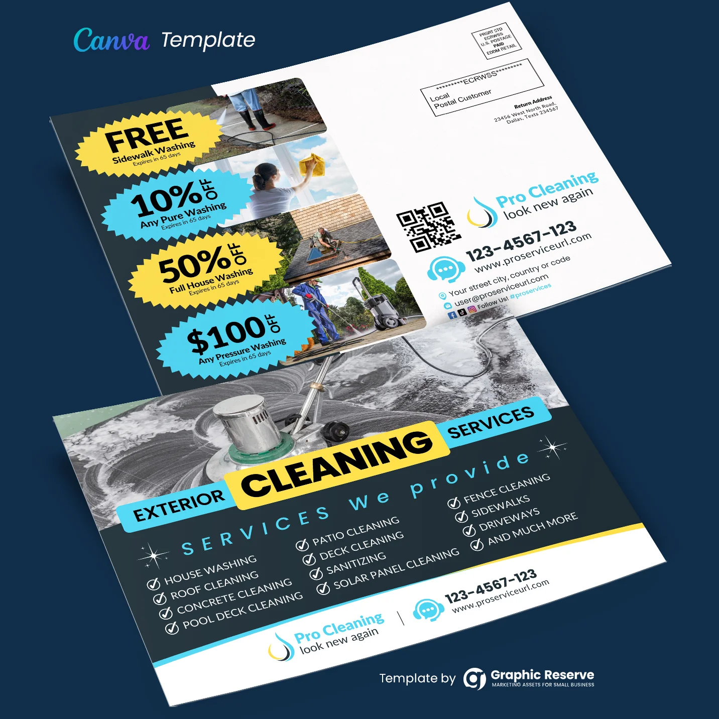 Cleaning Service EDDM Mailer Canva Template 1 Cleaning Service EDDM Mailer Canva Template