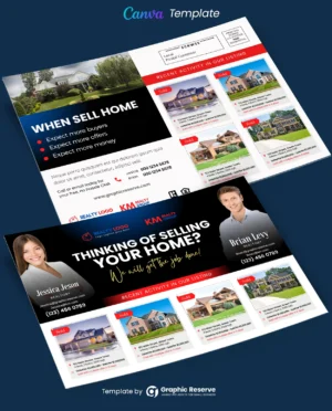Co-marketing Real Estate Postcard Design Canva Template