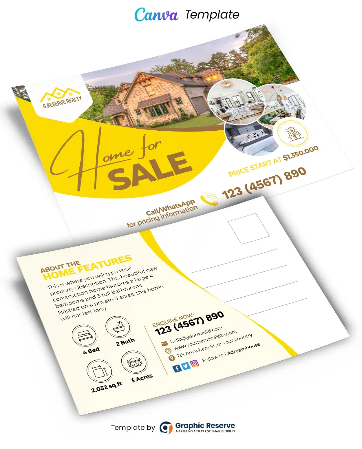 Customizable Home for Sale Postcard Template for Real Estate Marketing 1 Customizable Home for Sale Postcard Template for Real Estate Marketing