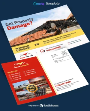 Damage Property Roof Repair EDDM Postcard Canva template