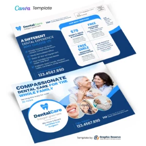 Dental Advertising Mailer Postcard Design – Canva Editable Template