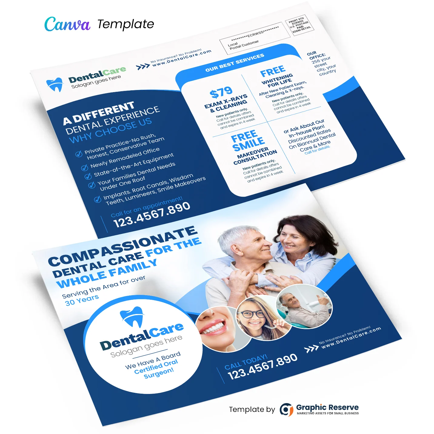 Dental Advertising Mailer Postcard Design – Canva Editable Template 1 Dental Advertising Mailer Postcard Design – Canva Editable Template
