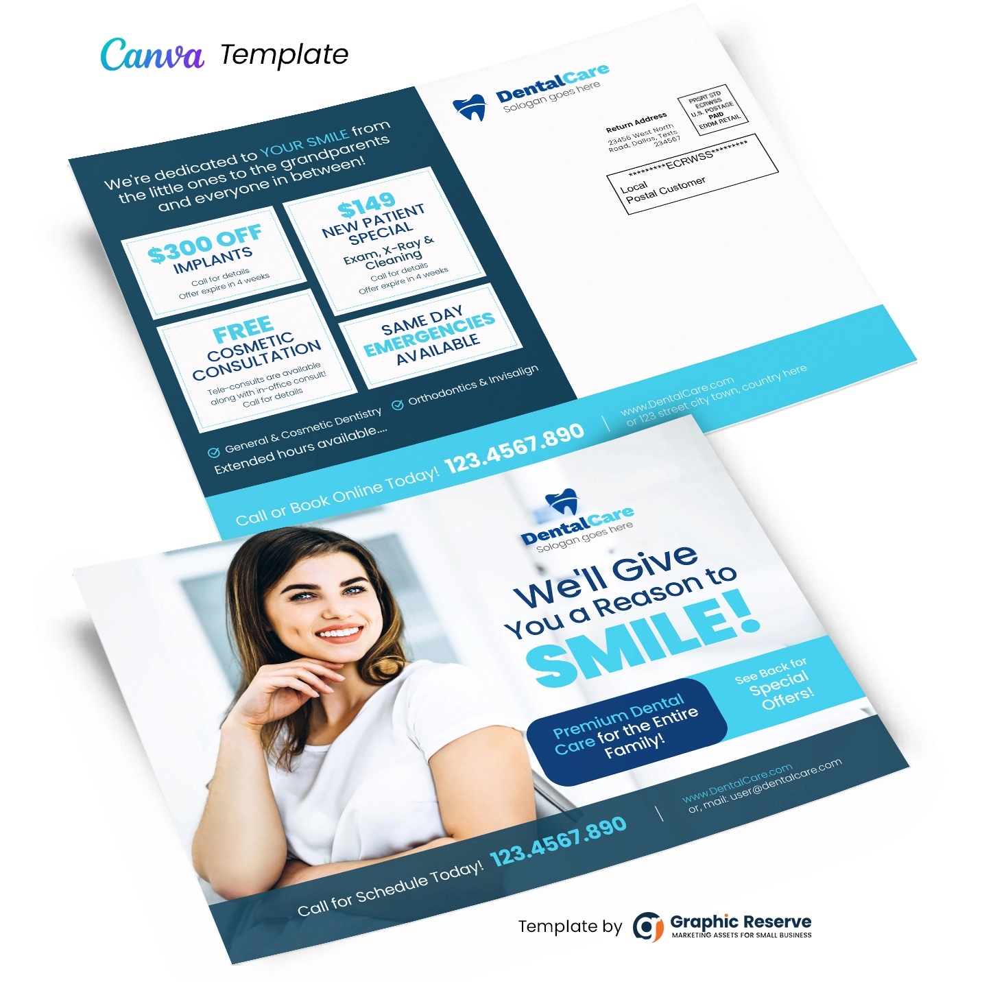Dental Direct Mail Canva EDDM Design Template Canva 1 Dental Direct Mail Canva EDDM Design Template Canva