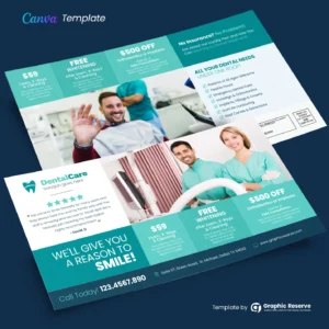 Dental Direct Mail Marketing Coupon Mailer Canva Template