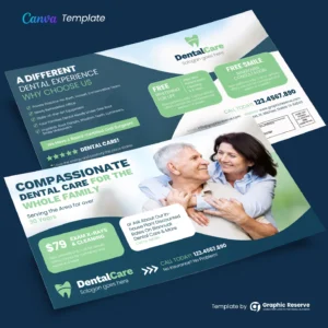 Dental Direct Mail Marketing Postcard Design (Canva Template)