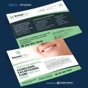 EDDM Mailer Marketing Postcard Design Canva Template for Dentists