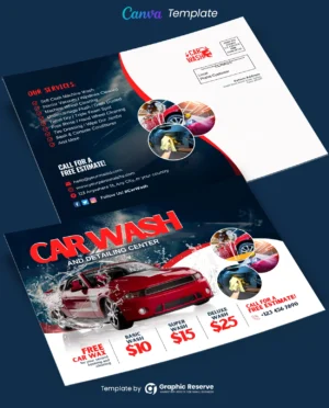 Editable Canva Template for Car Wash Pricing EDDM Postcards