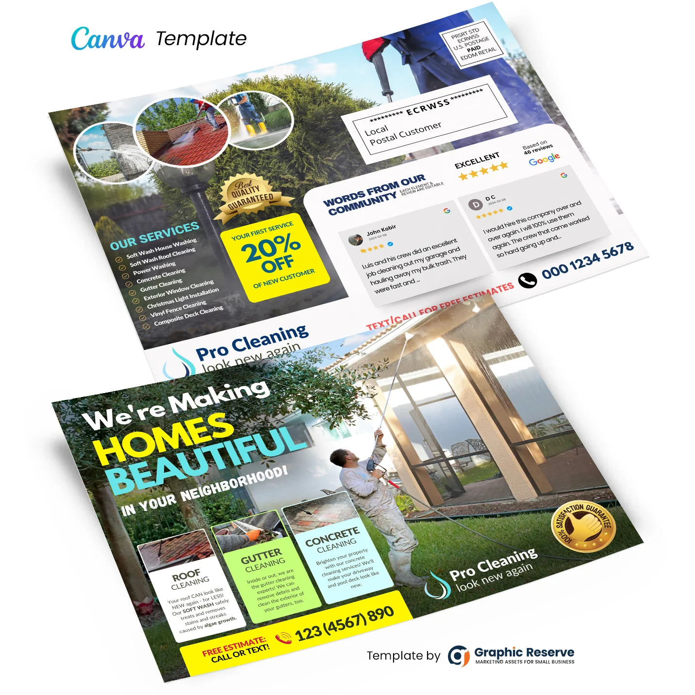 Power Washing EDDM Postcard Template – Editable Canva Design 1 Power Washing EDDM Postcard Template – Editable Canva Design