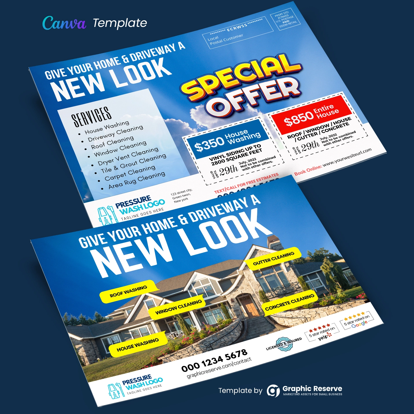 Exterior Cleaning Mail EDDM Postcard Template 1 Exterior Cleaning Mail EDDM Postcard Template