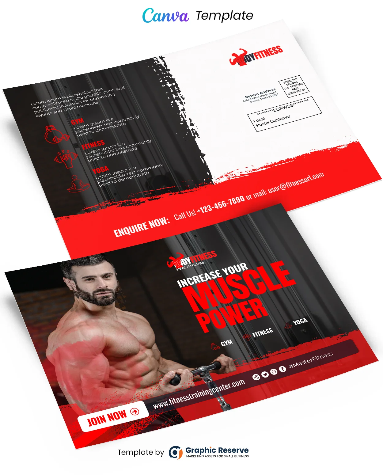 Gym EDDM Postcard (Canva file) 1 Gym EDDM Postcard (Canva file)