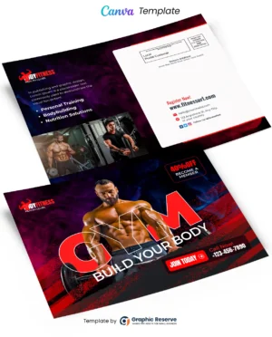 Gym Fitness Direct Mail EDDM Postcard Template - Editable in Canva