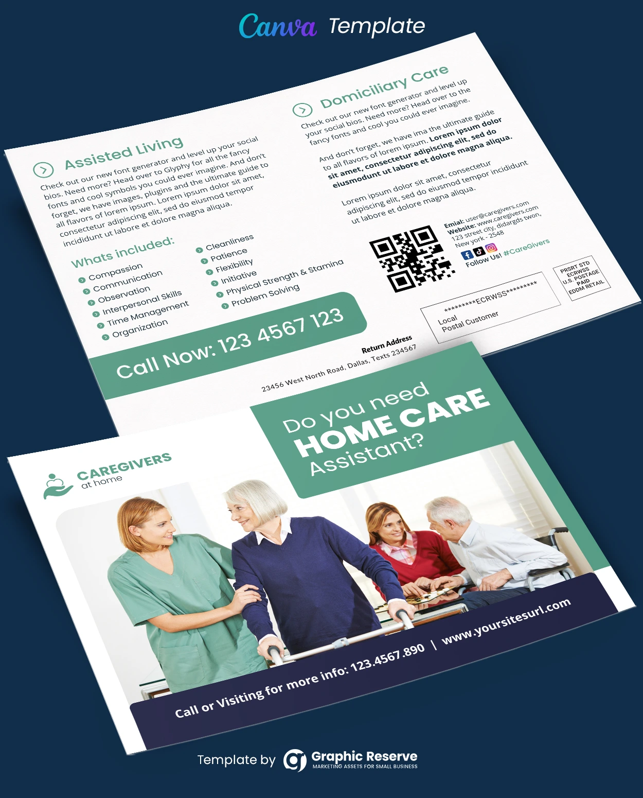 Home Care Assistant Canva EDDM Postcard 1 Home Care Assistant Canva EDDM Postcard