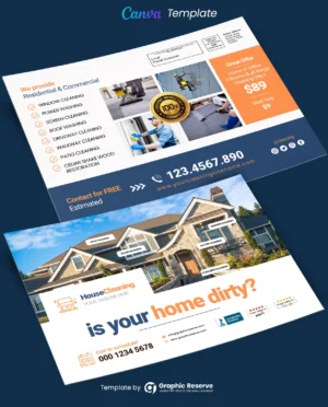 House Cleaning Service EDDM Mailer Postcard Design (Canva template)