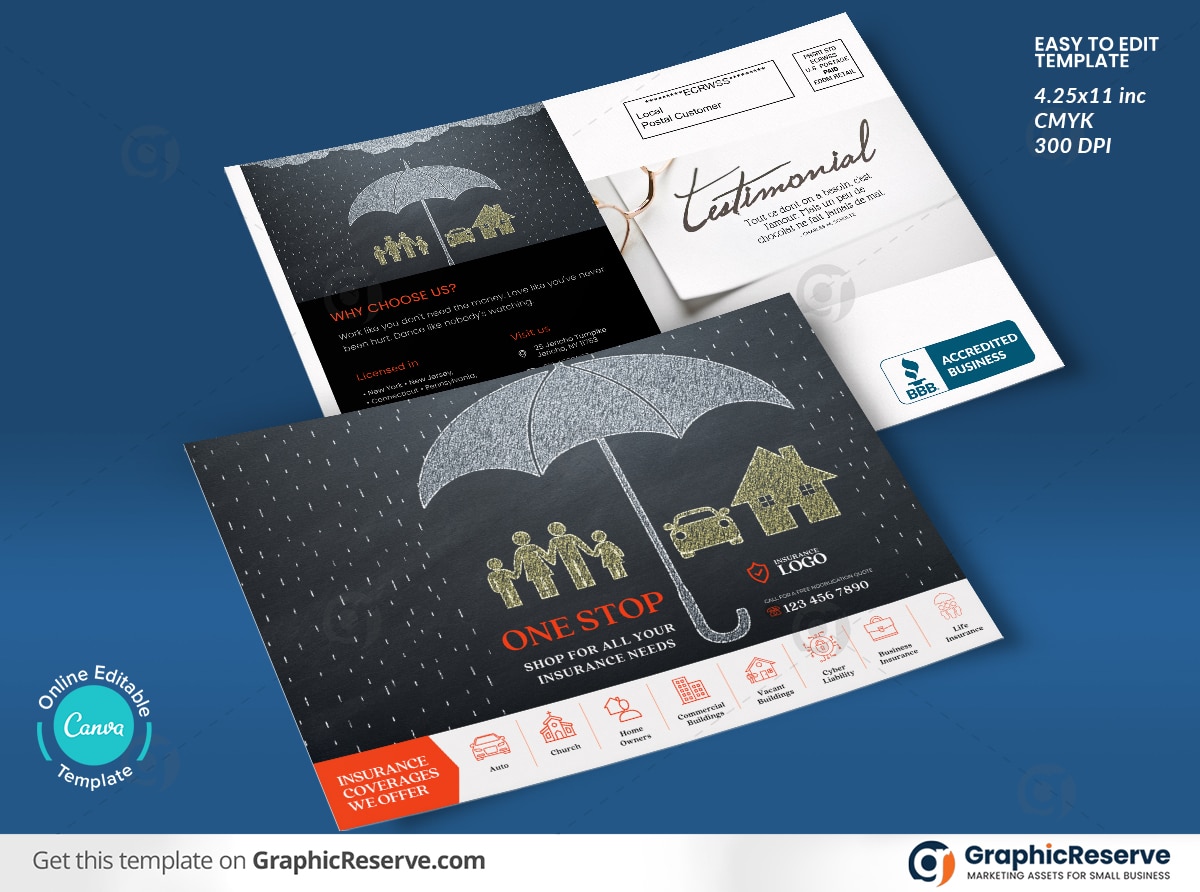 Insurance Company Direct Mail EDDM Postcard Template (Canva Design) 1 Insurance Company Direct Mail EDDM Postcard Template (Canva Design)