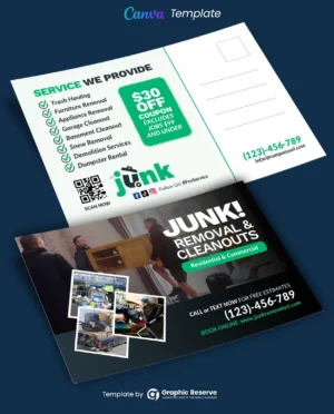 Junk Removal Canva Postcard Template