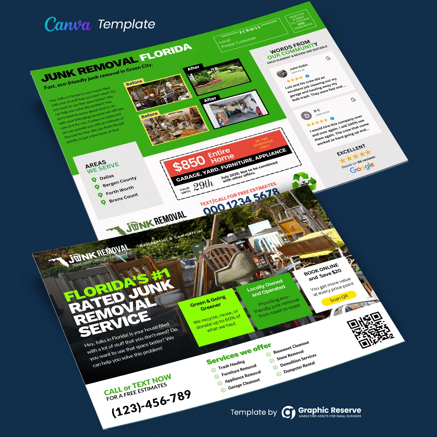 Junk Removal Service EDDM Postcard Design Template 1 Junk Removal Service EDDM Postcard Design Template