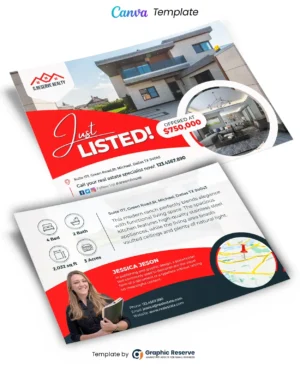 Just Sold Real Estate EDDM Postcard Template - Editable in Canva