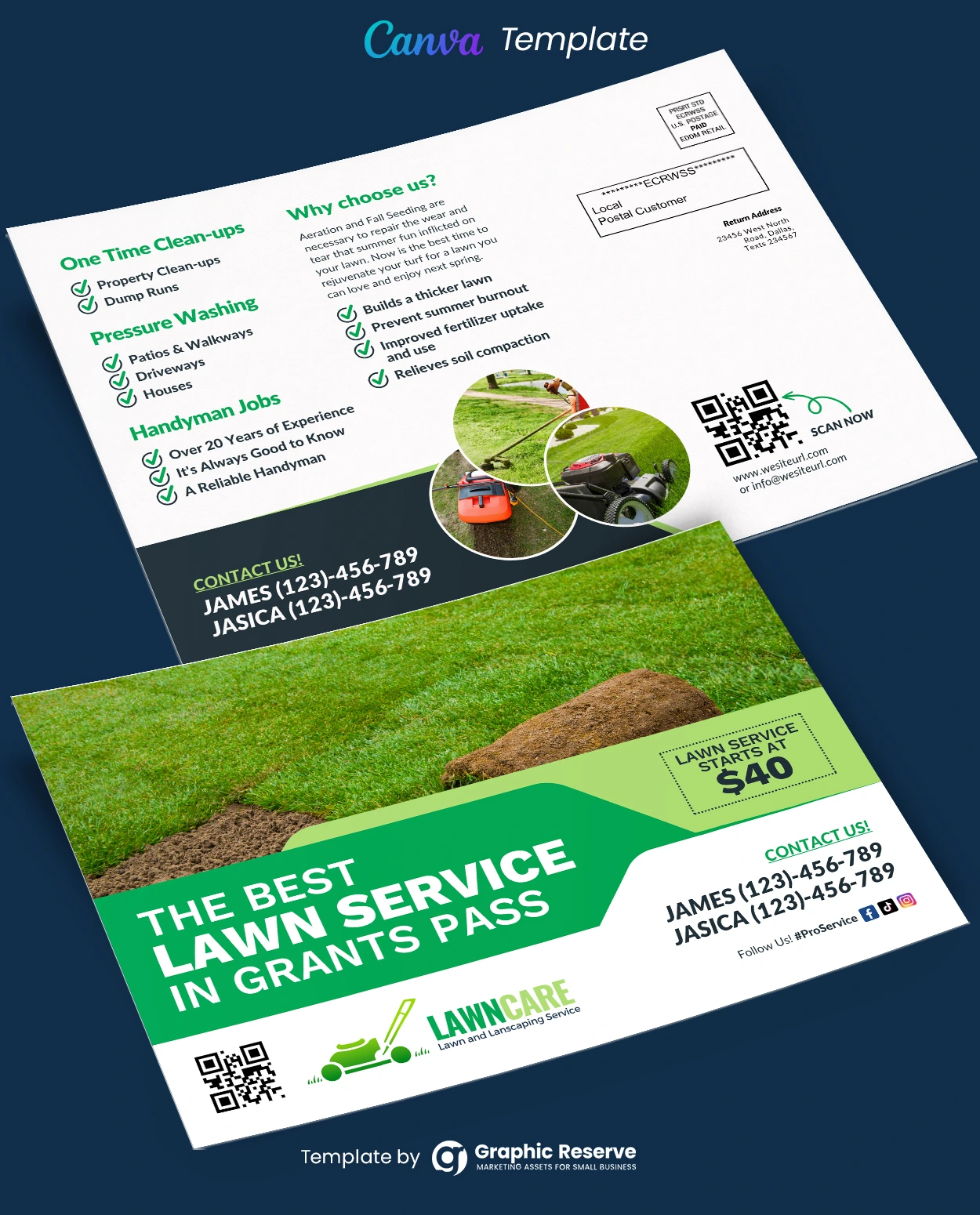 Lawn Care Canva EDDM Mailer Design Template 1 Lawn Care Canva EDDM Mailer Design Template
