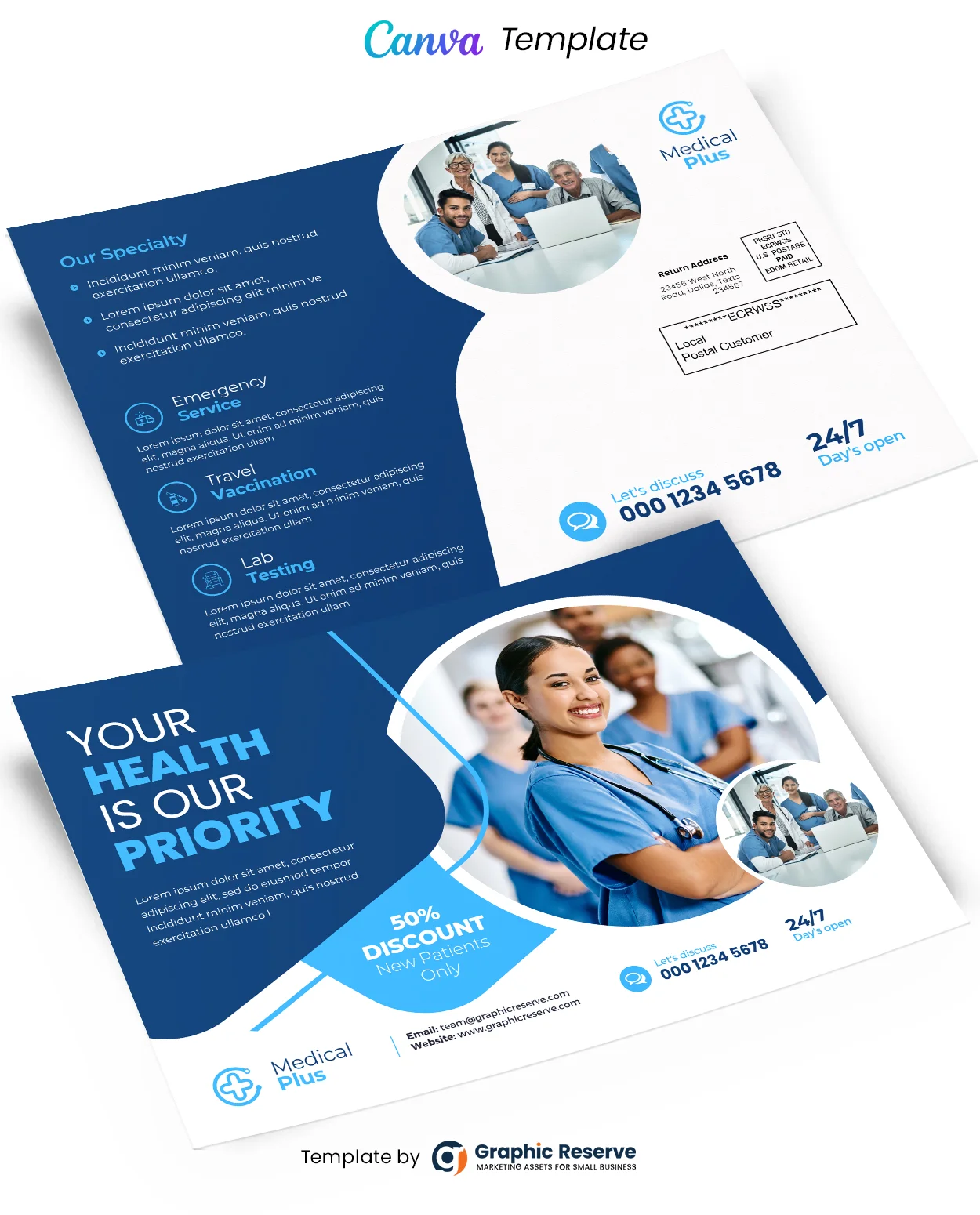 Medical Direct Mail Design Canva Template 1 Medical Direct Mail Design Canva Template