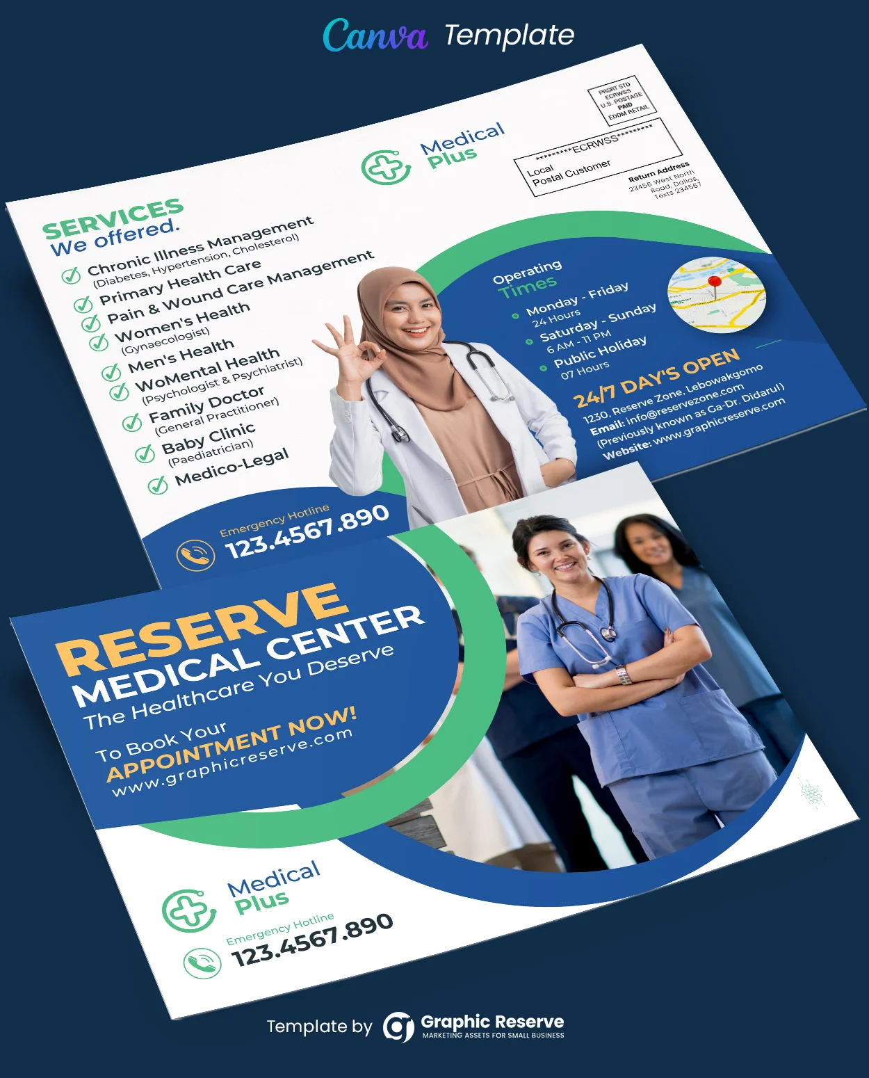 Medical Service EDDM Mailer Canva Template 1 Medical Service EDDM Mailer Canva Template