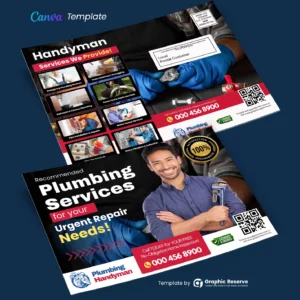 Plumbing Service EDDM Postcard Flyer Canva Template