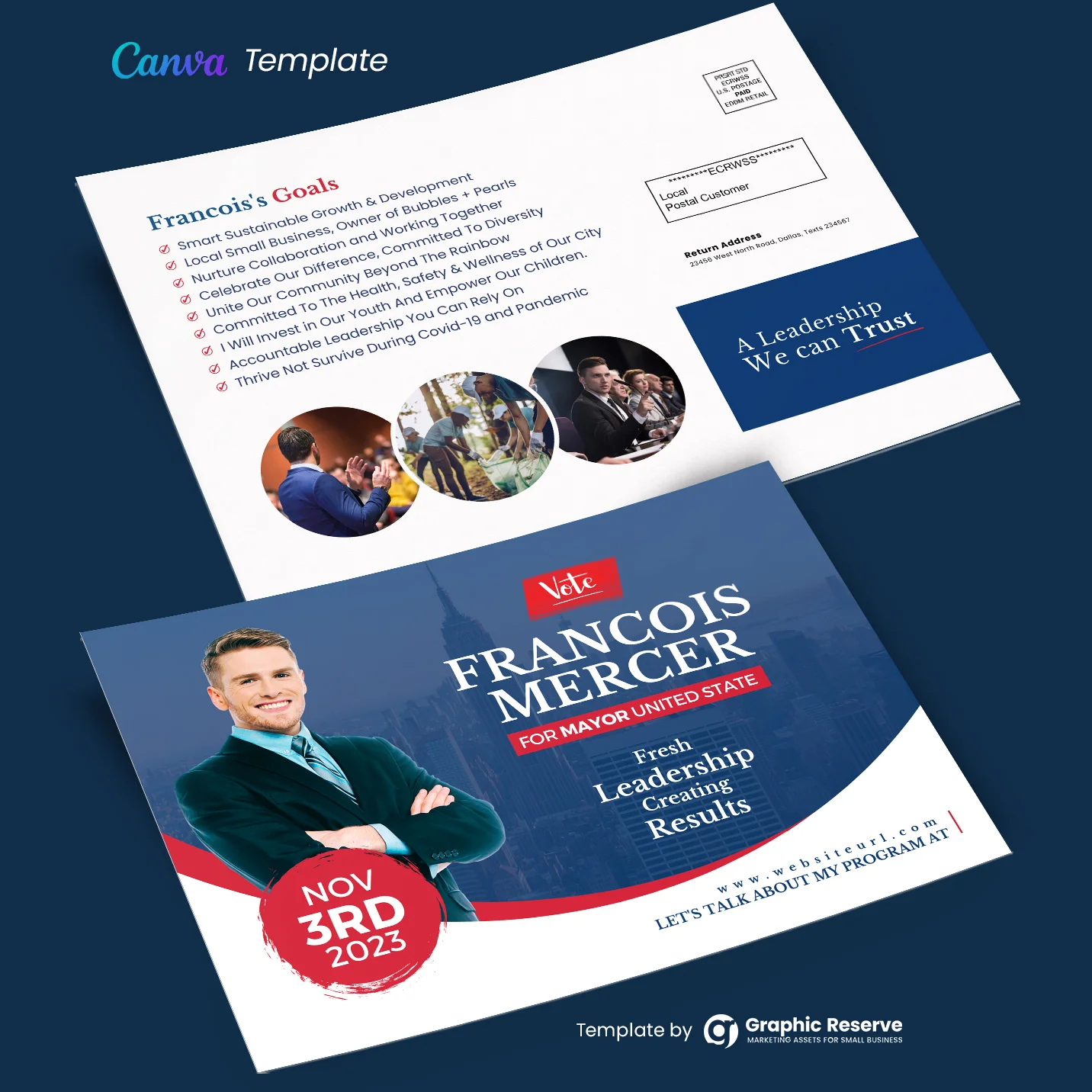 Political Direct Mail Postcard Design (Canva Template) 1 Political Direct Mail Postcard Design (Canva Template)