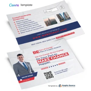 Political Election Campaign EDDM Mailer Postcard (Canva template)