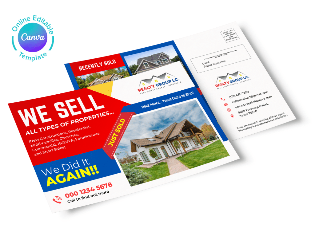 We Sell Real Estate EDDM Postcard Canva Editable Template 1 We Sell Real Estate EDDM Postcard Canva Editable Template
