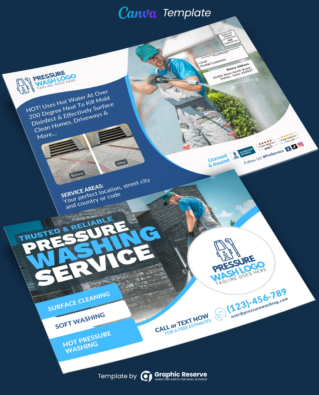 Pressure Wash Service EDDM Mailer Canva Template 1 Pressure Wash Service EDDM Mailer Canva Template