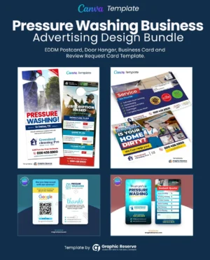 Pressure Washing Advertising Bundle: Canva Templates for Monthly Package Instant Quote Door Hanger, EDDM & More