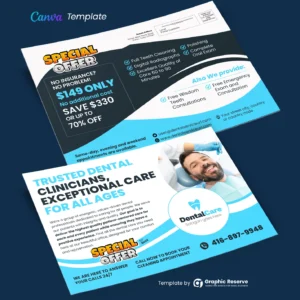Promotional EDDM Postcard Design Canva Template for Dentists