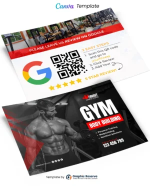 Review Fitness Gym Postcard (Canva file)