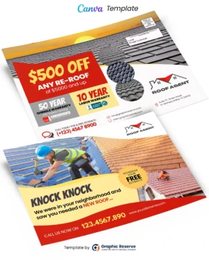 Roof Repairing Direct Mail EDDM Postcard Canva template