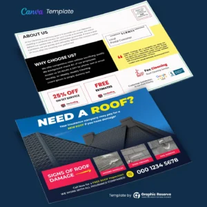 Roofing and Roof Repair Advertising Direct Mail EDDM Postcard Template