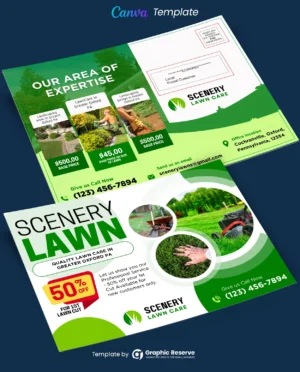 Scenery Lawn Care Landscaping Service EDDM Postcard Canva Template