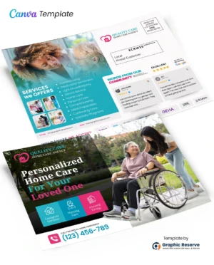 Senior Home Care Direct Mail Marketing EDDM Postcard Design Canva Template
