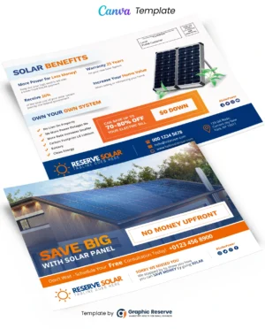 Solar Direct Mail EDDM Postcard Design Canva Template