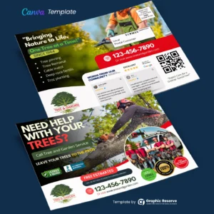 Tree and gardening service EDDM Postcard Design Template Canva