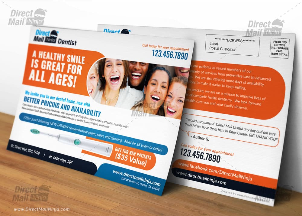 Dental Direct Mail EDDM Postcard Design Template 1 Dental Direct Mail EDDM Postcard Design Template