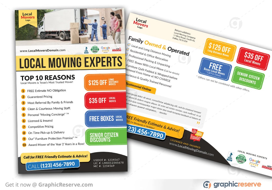 Local Moving Business Direct Mail Postcard 1 Local Moving Business Direct Mail Postcard