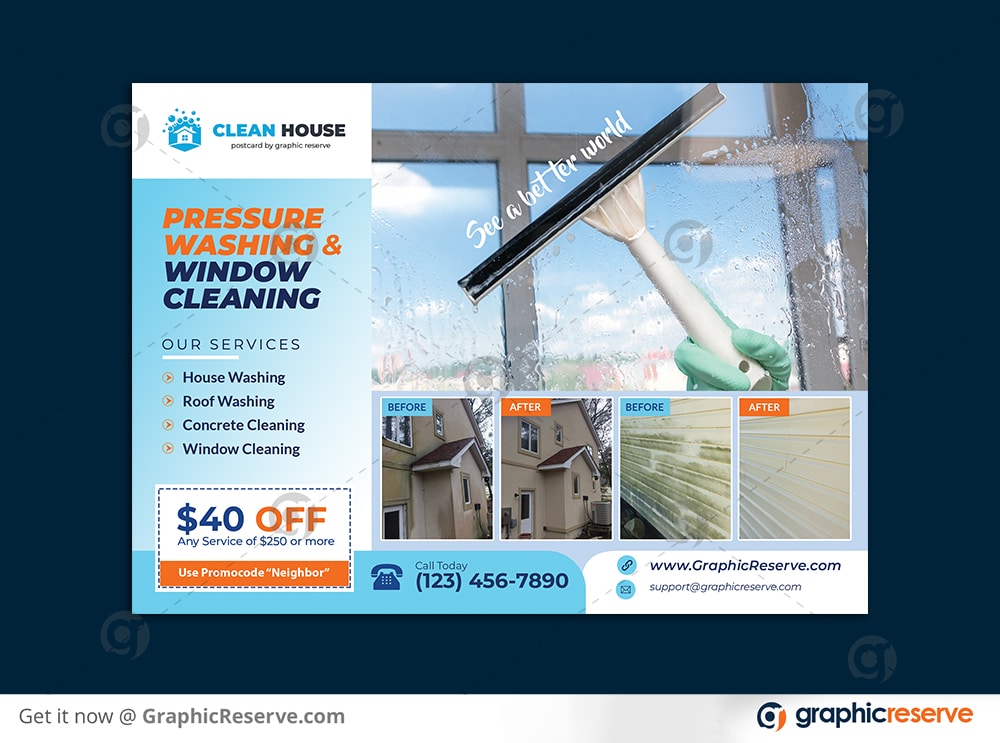Pressure Washing and Window Cleaning Service EDDM Postcard 1 Pressure Washing and Window Cleaning Service EDDM Postcard